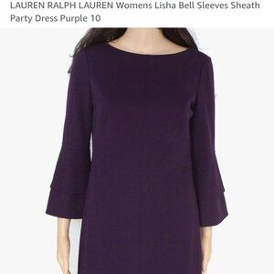 LAUREN RALPH LAUREN Womens Lisha Bell Sleeves Sheath Party Dress